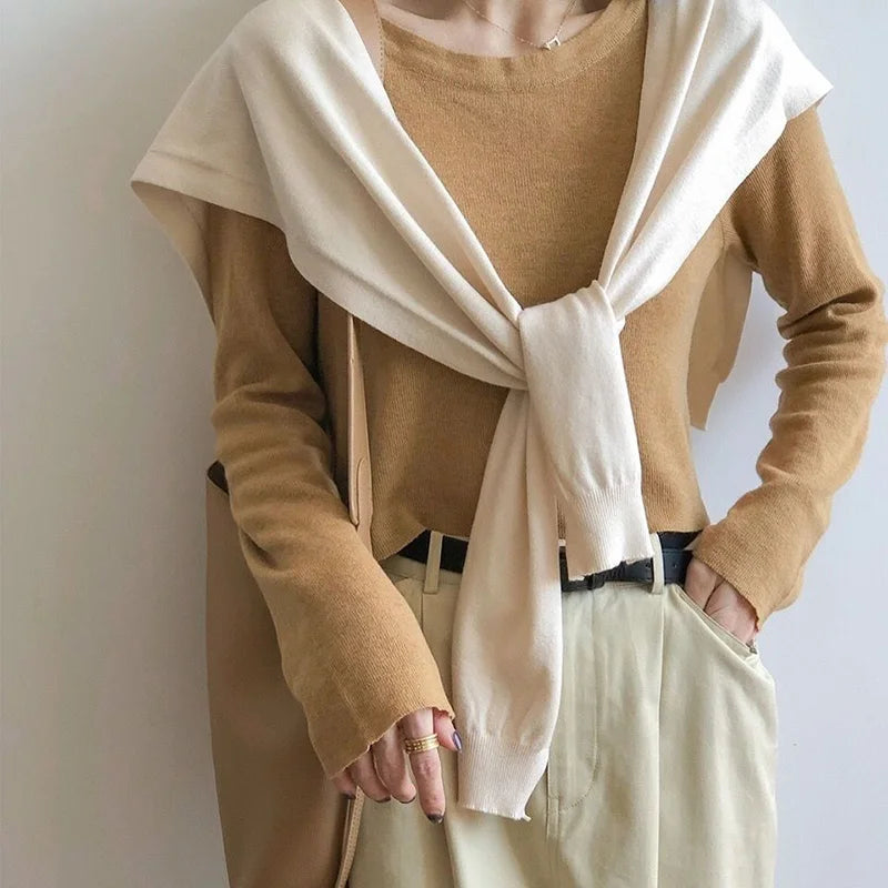 High Quality Korean Cashmere Wool Knit Women Fake Collar Shawl Summer Air Conditioned Shoulder Protect Cervical Spine Thicken Warm Scarf Q36