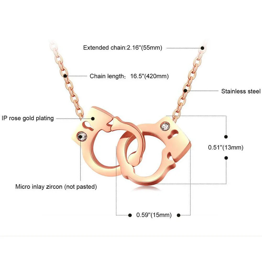 Necklaces Women HOT Stainless steel Handcuff Pendant Necklace For Women Girls Steampunk Fashion Jewelry Lover's  Valentine's Day Gifts NEW