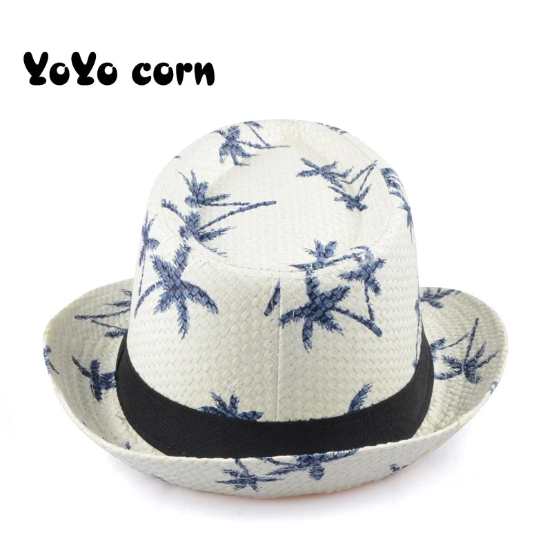 Hat YOYOCORN Hot Sale Summer Straw Sun Hat Kids Beach Sun Hat Trilby Panama Hat Handwork For Boy Girl Children 4 colour