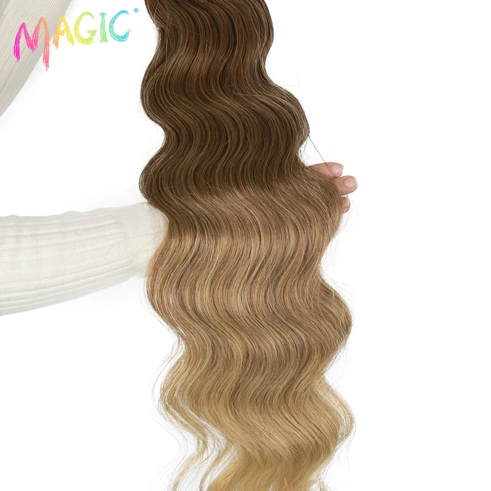 Hair Extensions and Wigs
Magic Synthetic Hair Extensions 24inches 3PCS Body Wave Hair Bundles Ombre Blonde Color Tresses Fake Hair Accessories Cosplay