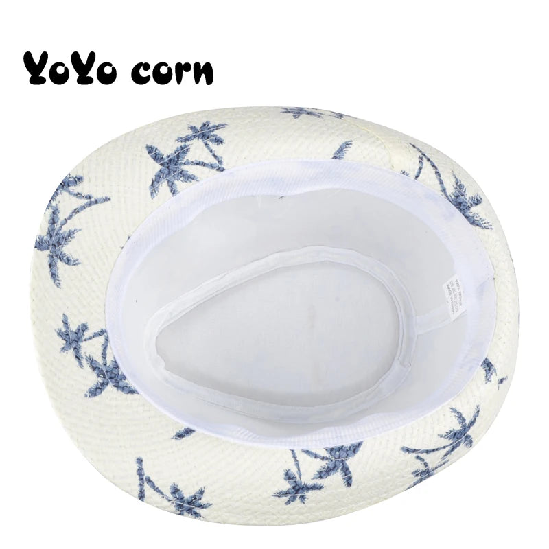 Hat YOYOCORN Hot Sale Summer Straw Sun Hat Kids Beach Sun Hat Trilby Panama Hat Handwork For Boy Girl Children 4 colour