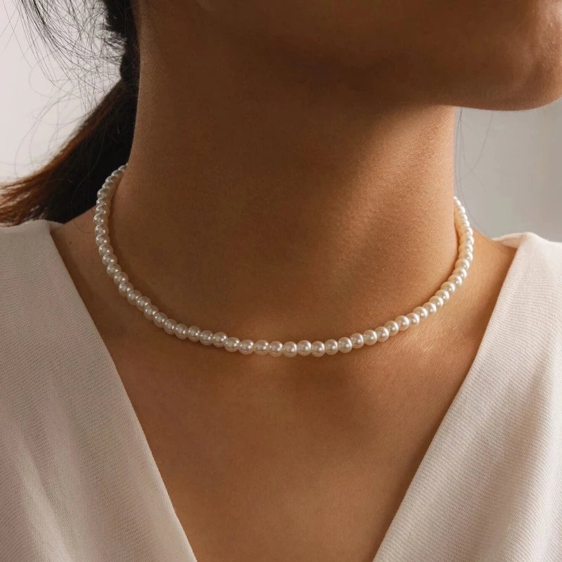 Necklaces Women New Simple Imitation Freshwater Pearl Chain Necklaces For Women Wedding Love Gifts Necklace Fashion Glamour Jewelry Gifts