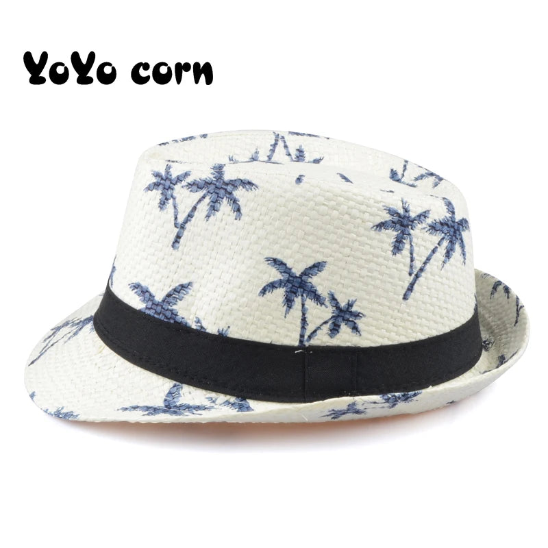 Hat YOYOCORN Hot Sale Summer Straw Sun Hat Kids Beach Sun Hat Trilby Panama Hat Handwork For Boy Girl Children 4 colour