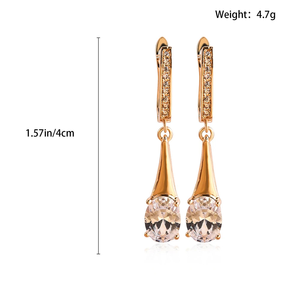 Earring  Dckazz 3 Color Natural Zircon Dangle Water Drop Earring 585 Rose Gold Color Fashion Earrings Women Engagement Luxury Jewelry