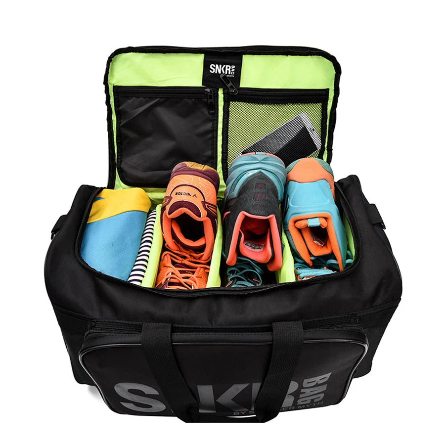 Travel Bag Large Multiple Compartment Sport Training Gym Bags Men Sneaker Gym Bag Shoes Packing Cube Organizer Waterproof Shoulder Bag SNKR