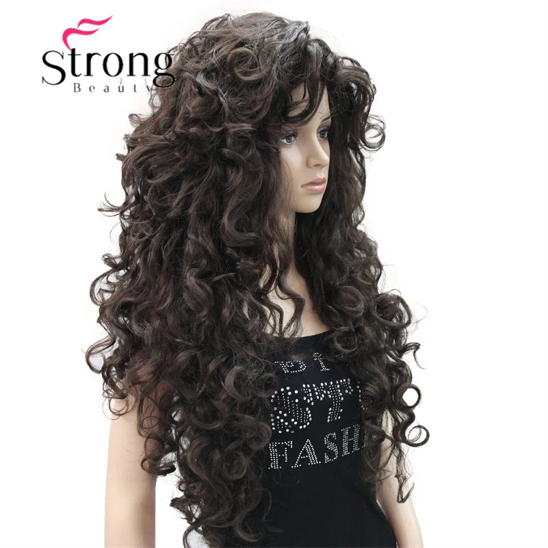 Hair Extensions and Wigs
StrongBeauty Long Layers Thick Soft Bouncy Curls No Set Part Full Synthetic Wig Dark Brown Wigs for women