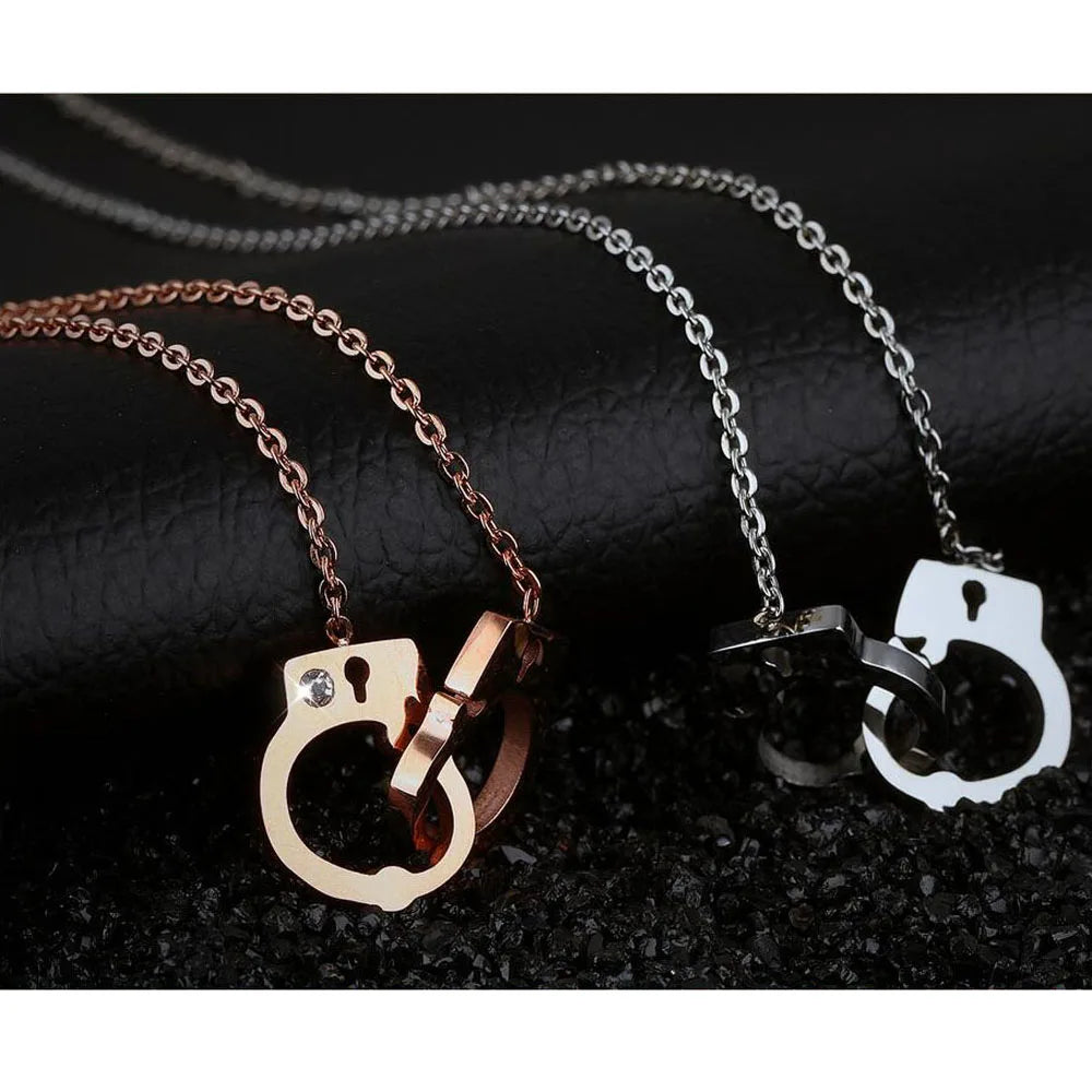 Necklaces Women HOT Stainless steel Handcuff Pendant Necklace For Women Girls Steampunk Fashion Jewelry Lover's  Valentine's Day Gifts NEW