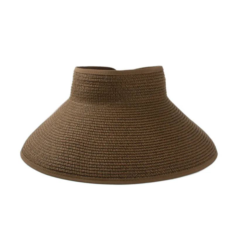 Hat Summer Folding Empty Top Hat Straw Hat Sun Hat Beach Hat UV Protective Sunshade Sun Hat Panama Women's Straw Hat