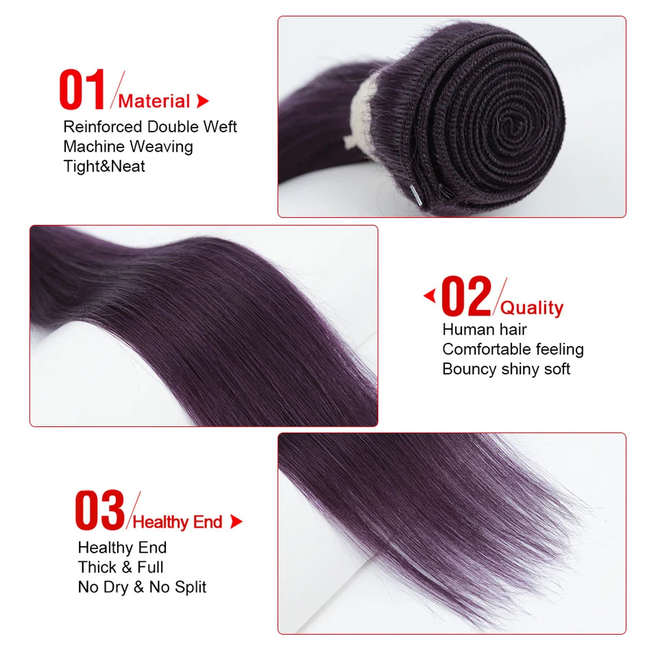 Hair Extensions and Wigs
Remy Forte Human Hair Bundles Violet purple Brazilian Hair Weave Bundles Straight Hair Wholesale Single Bundles Hair Vendors