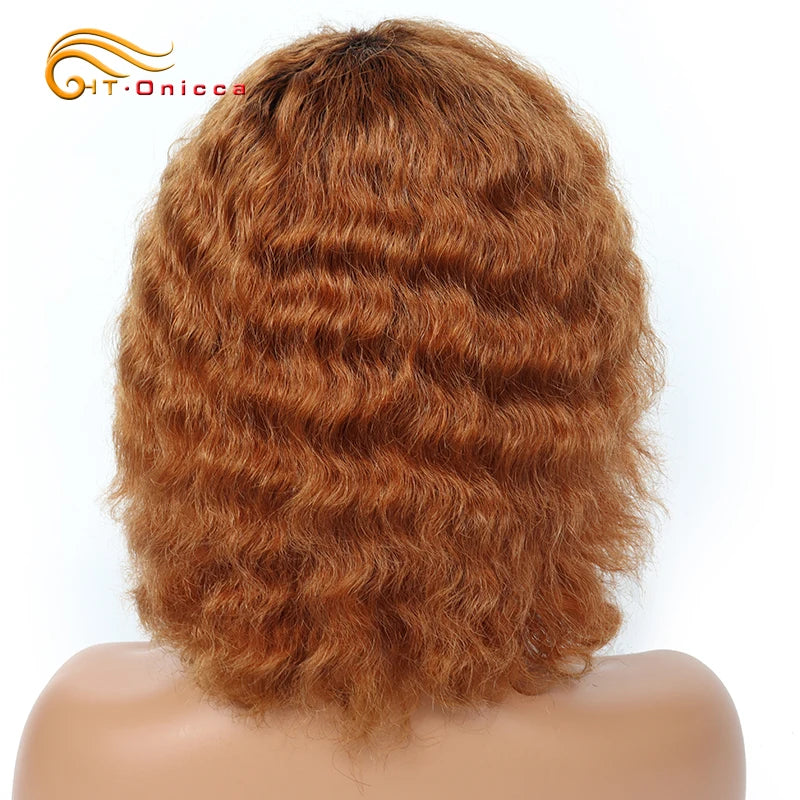 Hair Extensions and Wigs
Short Deep Wave Human Hair Wigs For Women Machine Made Brazilian Remy Hair Wigs With Bangs 1B/30/99J Deep Curly Bob Wigs On Sale