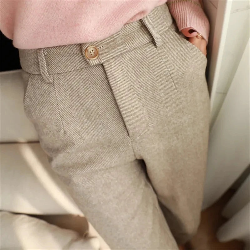 pants Autumn Winter High Waisted Casual Suit Pants Office Lady Women Trousers