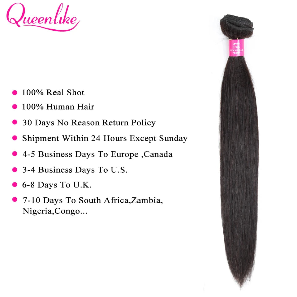 Hair Extensions and Wigs
Queenlike 30inch Straight Human Hair Bundles With Closure Brazilian Raw Hair Weave Bundles With 2x6 Deep Kim Closure and Bundles