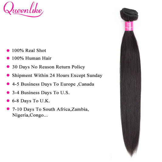 Hair Extensions and Wigs
Queenlike 30inch Straight Human Hair Bundles With Closure Brazilian Raw Hair Weave Bundles With 2x6 Deep Kim Closure and Bundles