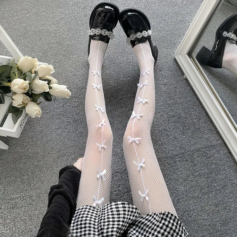 Tights 
Harajuku Tattoos Tights Kawaii Cat Pattern Fishnet Stockings Cute Lovely Bow Nylon Pantyhose Ins Style Anime Cosplay Hosiery