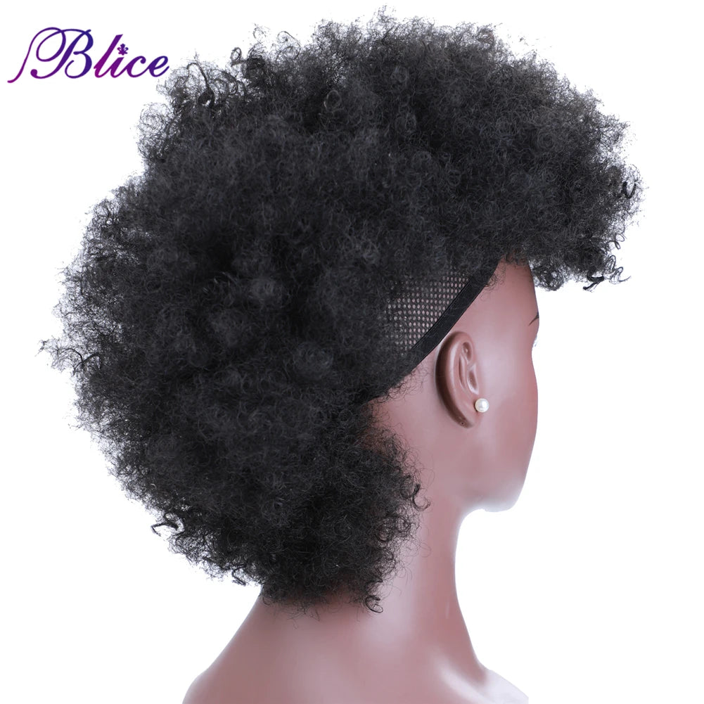 Hair Extensions and Wigs
Blice Synthetic High Puff Frohawks Short Kinky Curly Style Mohawk Hair Extension Clip In HairPiece For African American Women