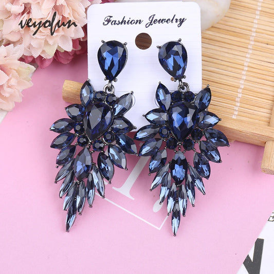 Earring  Veyofun Luxury Crystal Dangle Earrings Geometry Drop Earrings For Woman Fashion Jewelry New