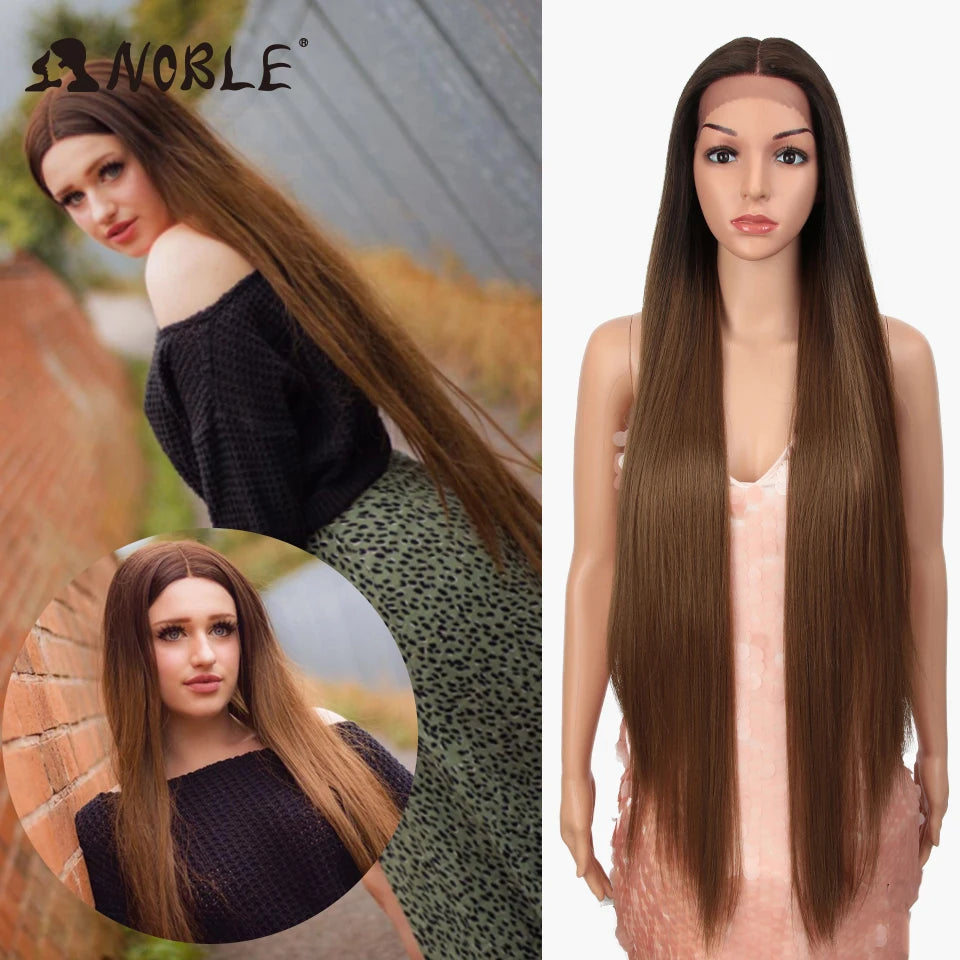 Hair Extensions and Wigs
Noble Cosplay Wigs For Black Women Straight Synthetic Lace WIg 38 Inch Ombre Blonde Lace Wig Cosplay Blonde Synthetic Lace Wig