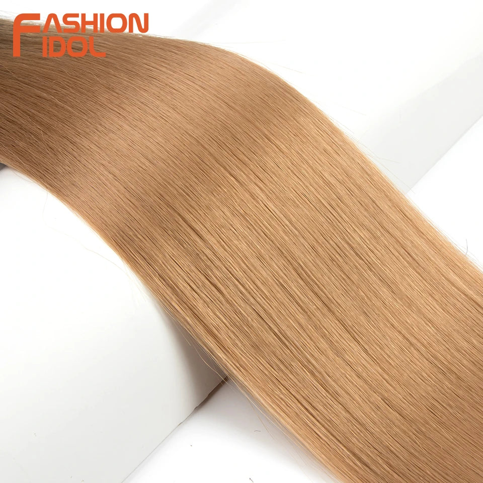 Hair Extensions and Wigs
Bone Straight Hair Extensions Ombre Blonde Hair Bundles Super Long Hair Synthetic 24 Inch Straight Hair Full to End FASHION IDOL