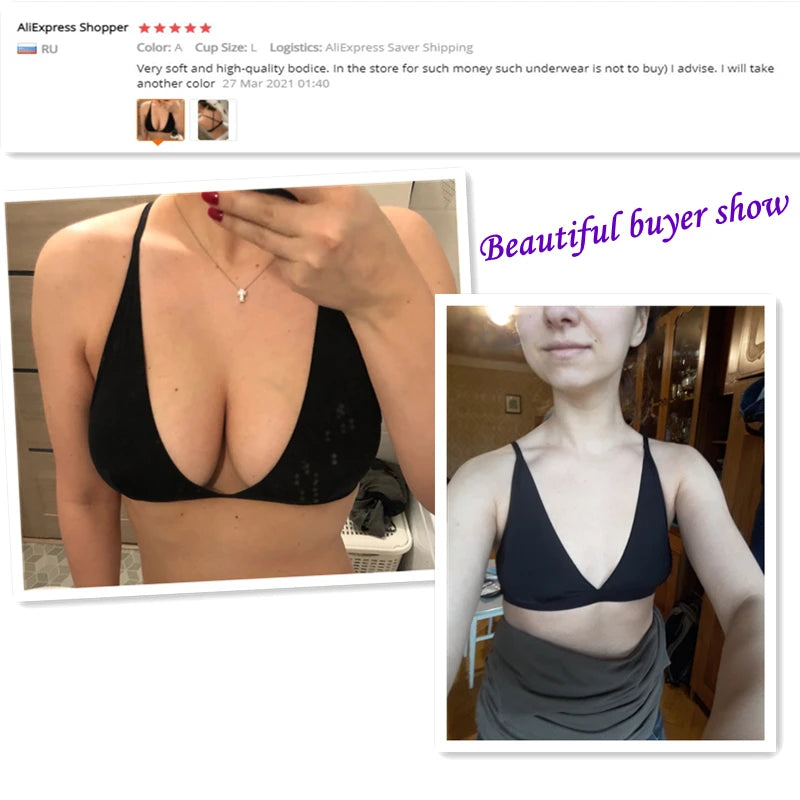 bras
Sexy bikіni bralette Black V-Neck Bra Triangle Cup Top Wireless Bras Unlined Brassiere Soft Lingerie Thin Underwear For Women