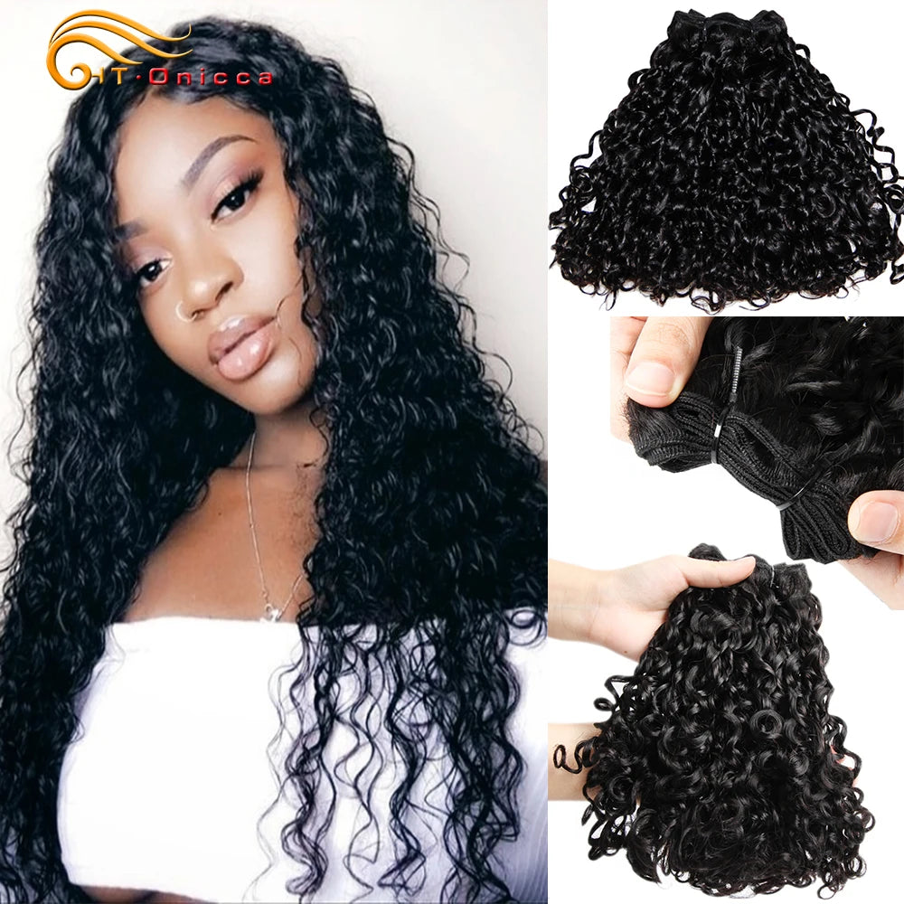 Hair Extensions and Wigs
Pixie Curl Double Drawn Hair Bundles 10-18 Inch Brazilian Hair Weave 3 Bundles Deals Pixie Curls Human Hair Bundles