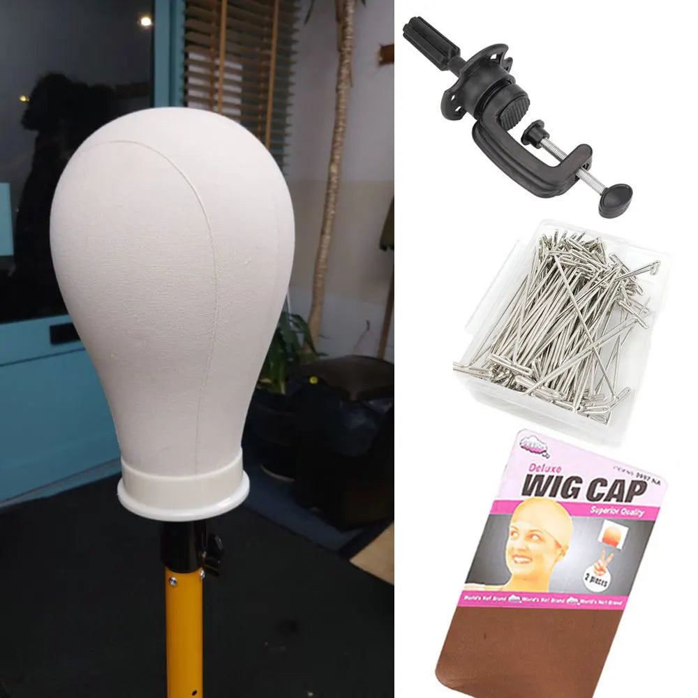 Hair Extensions and Wigs
Canvas Wig Head Wig Stand 21-24inch Mannequin Head for Hairstyling Displaying Making Wig Stand With Head Wig Supports Holder