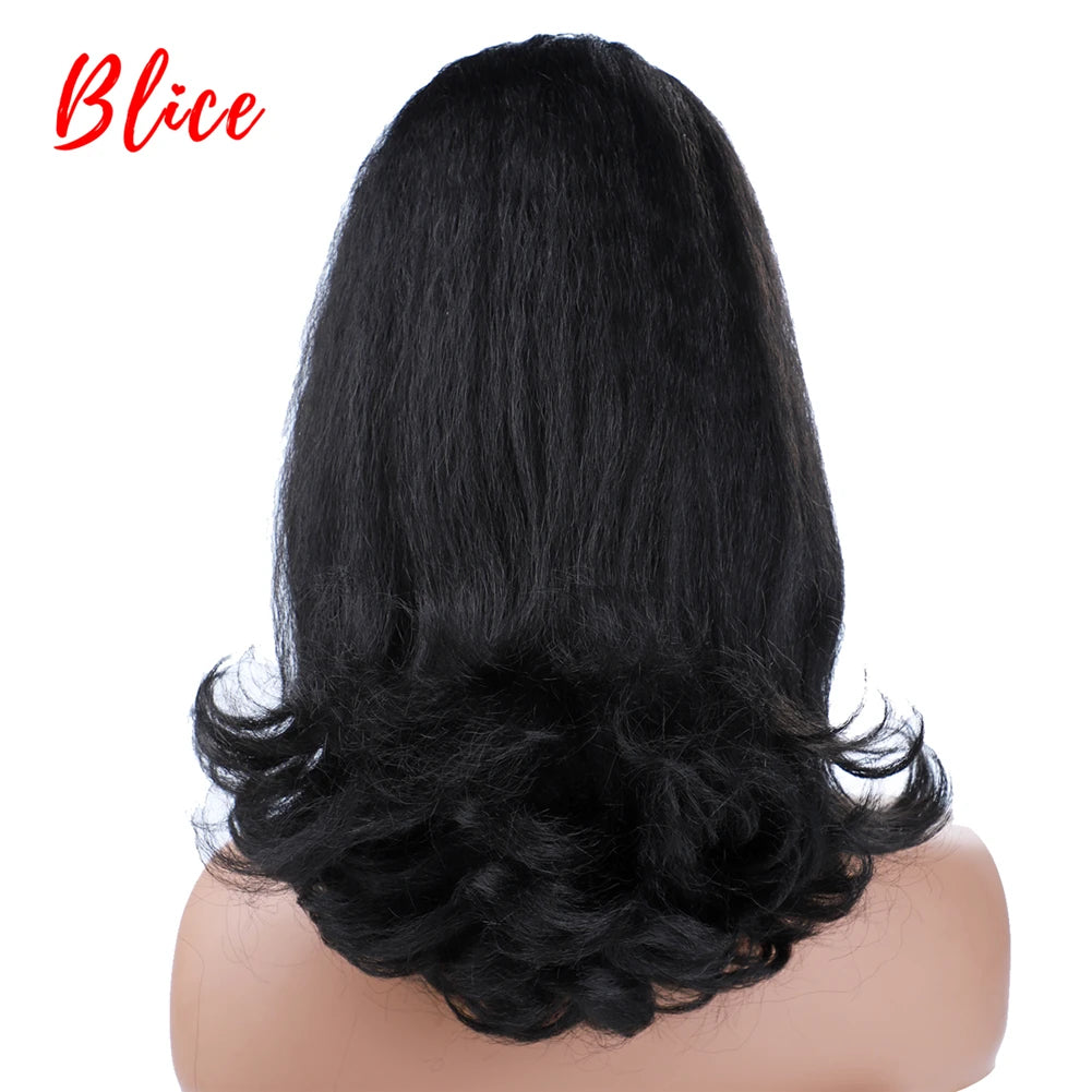 Hair Extensions and Wigs
Blice Drawstring Ponytail Warp Kinky Straight Synthetic Hairpiece With Two Combs clip in Black Hair Extensions For Women