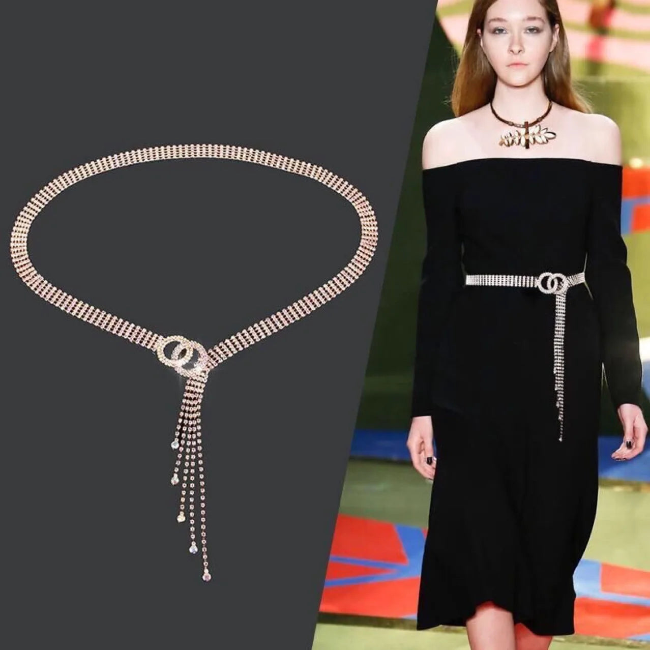 Waist Chain New Water Diamond Belt Women's Belt Set Crystal Diamond Waist Chain Luxury Fashion High-end Women's Dress Wedding Decoration