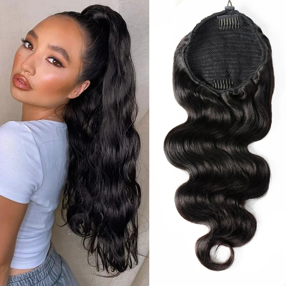 Hair Extensions and Wigs
Body Wave Drawstring Ponytail Human Hair Extensions Brazilian Remy Hair Clip Ins For Women Aliballad Ponytail 150g 2 Combs