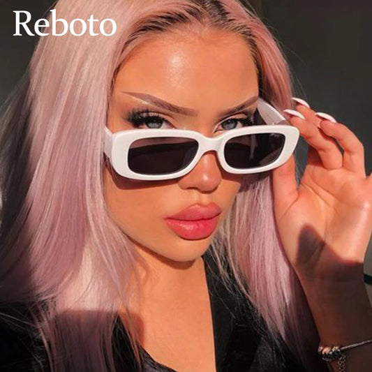 Women's Sunglasses Classic White Rectangular Women's Sunglasses New Fashion Small Retro Brand Designer Square Sun Glasses Female Lady Eyeglass