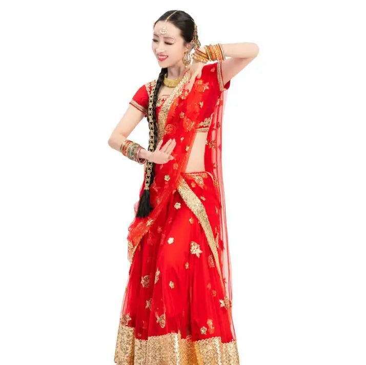 India and Pakistan Clothing 
New India Pakistan Gorgeous Sarees For Woman India Lehenga Choli Dance Performance Dress Woman Beautiful Embroideried Red Sets