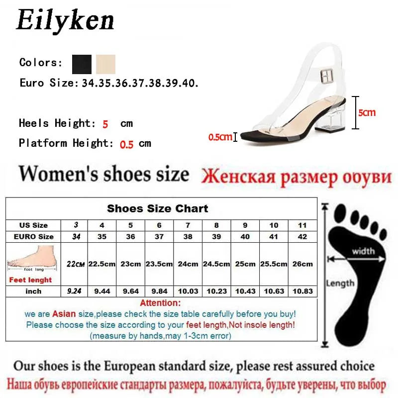 WOMEN SANDALS  PVC Jelly Sandals Women Crystal Open Toed Transparent Square Heel Slippers Zapatos