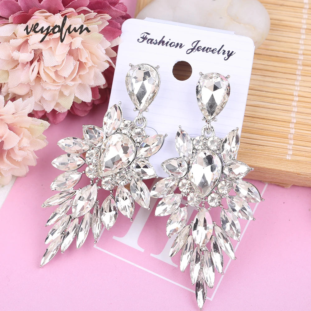 Earring  Veyofun Luxury Crystal Dangle Earrings Geometry Drop Earrings For Woman Fashion Jewelry New