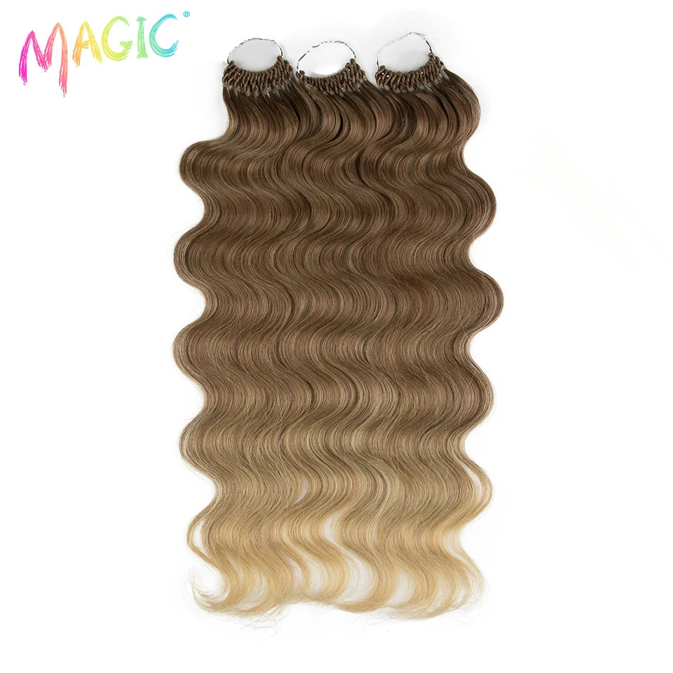 Hair Extensions and Wigs
Magic Synthetic Hair Extensions 24inches 3PCS Body Wave Hair Bundles Ombre Blonde Color Tresses Fake Hair Accessories Cosplay