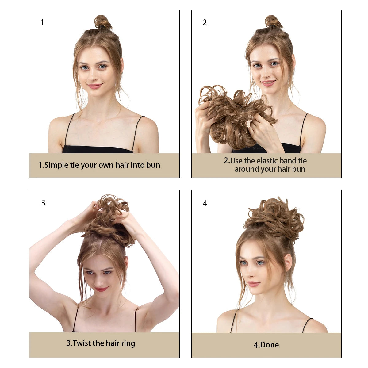 Hair Extensions and Wigs
Synthetic Messy hair piece Daily Use Chignon Scrunchies Fake Elastic Hairpiece Blonde Brown Donut Bun For Women H9