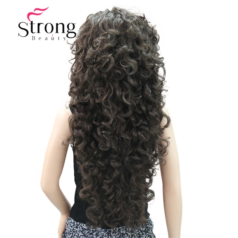 Hair Extensions and Wigs
StrongBeauty Long Layers Thick Soft Bouncy Curls No Set Part Full Synthetic Wig Dark Brown Wigs for women