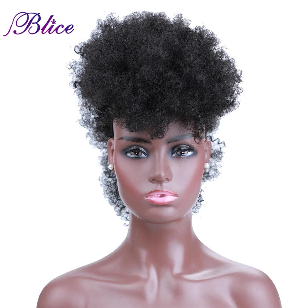 Hair Extensions and Wigs
Blice Synthetic High Puff Frohawks Short Kinky Curly Style Mohawk Hair Extension Clip In HairPiece For African American Women