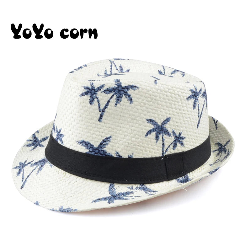 Hat YOYOCORN Hot Sale Summer Straw Sun Hat Kids Beach Sun Hat Trilby Panama Hat Handwork For Boy Girl Children 4 colour