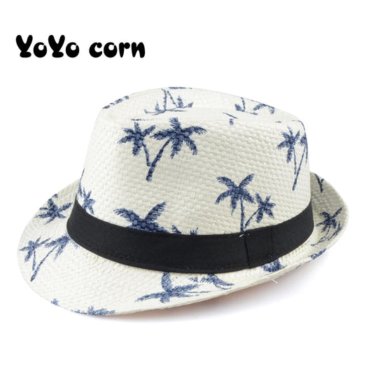 Hat YOYOCORN Hot Sale Summer Straw Sun Hat Kids Beach Sun Hat Trilby Panama Hat Handwork For Boy Girl Children 4 colour