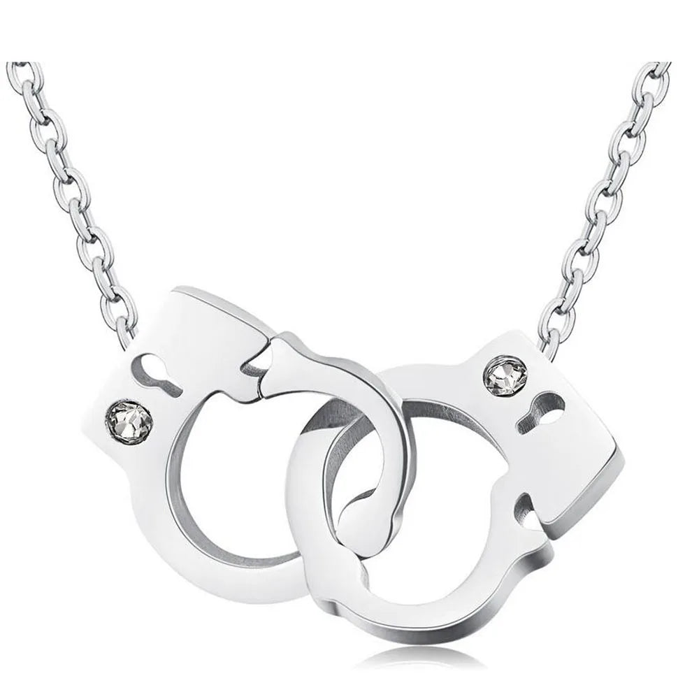 Necklaces Women HOT Stainless steel Handcuff Pendant Necklace For Women Girls Steampunk Fashion Jewelry Lover's  Valentine's Day Gifts NEW