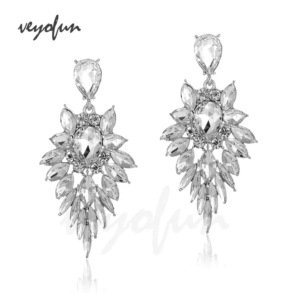 Earring  Veyofun Luxury Crystal Dangle Earrings Geometry Drop Earrings For Woman Fashion Jewelry New