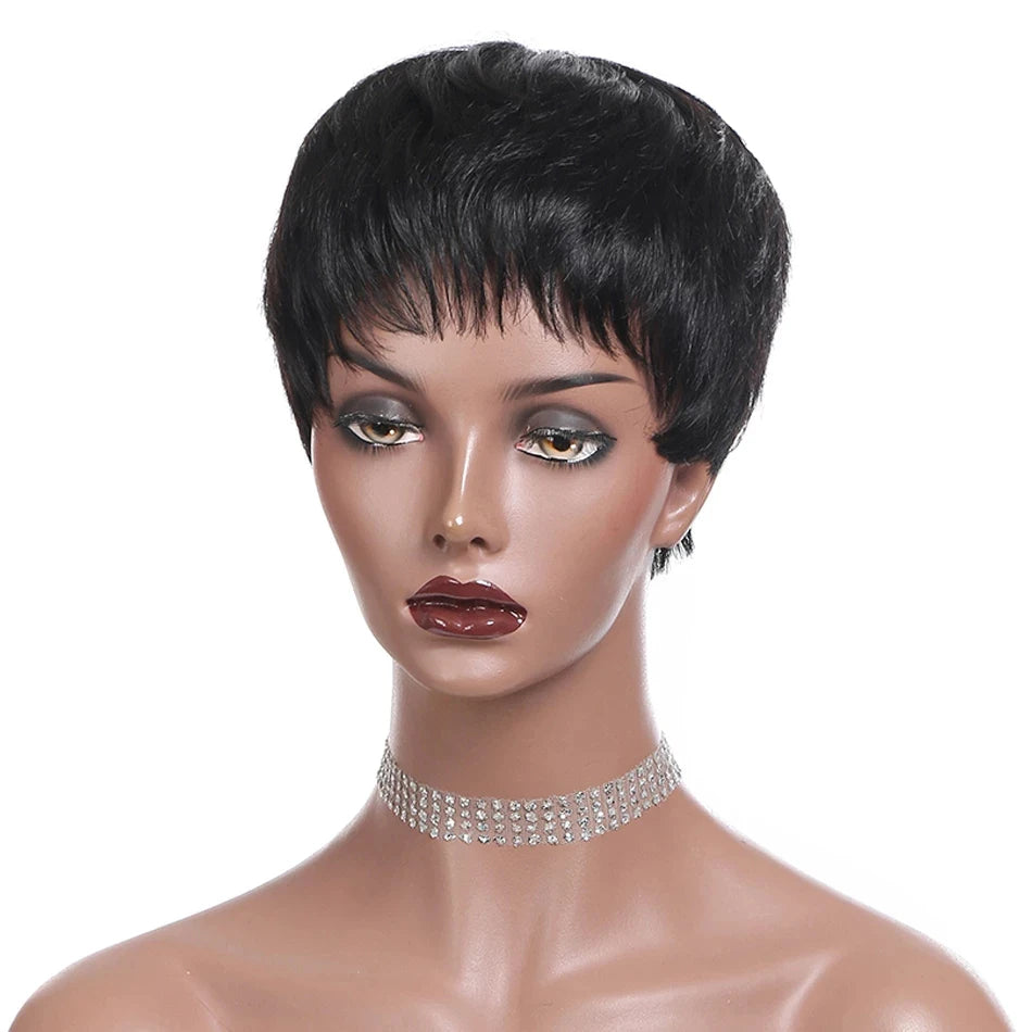 Hair Extensions and Wigs
Short Bob Wig Straight Human Hair Wigs With Bangs Non Lace Front Wigs For Women Pixie Cut Wig Natural Color Full Machine Made