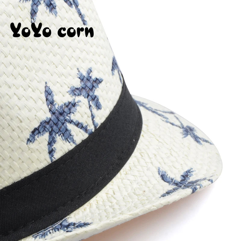 Hat YOYOCORN Hot Sale Summer Straw Sun Hat Kids Beach Sun Hat Trilby Panama Hat Handwork For Boy Girl Children 4 colour