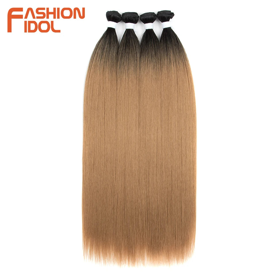 Hair Extensions and Wigs
Bone Straight Hair Extensions Ombre Blonde Hair Bundles Super Long Hair Synthetic 24 Inch Straight Hair Full to End FASHION IDOL