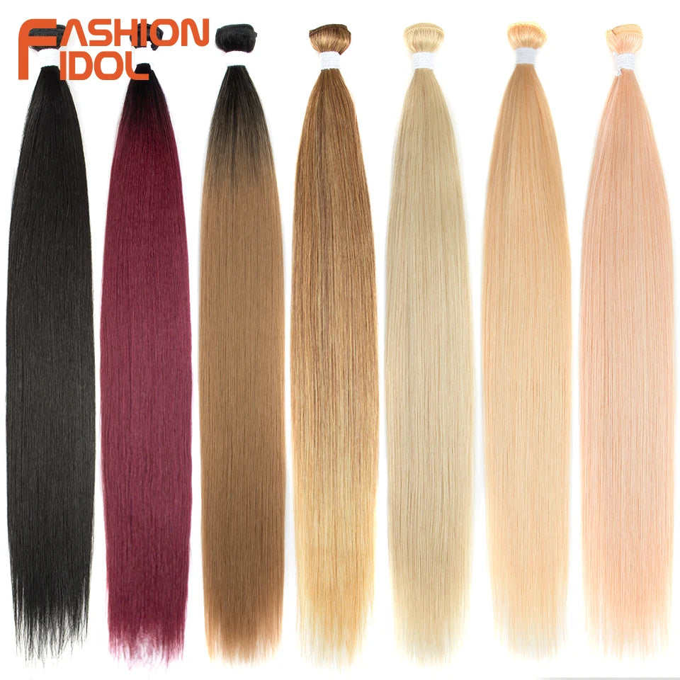 Hair Extensions and Wigs
Bone Straight Hair Extensions Ombre Blonde Hair Bundles Super Long Hair Synthetic 24 Inch Straight Hair Full to End FASHION IDOL