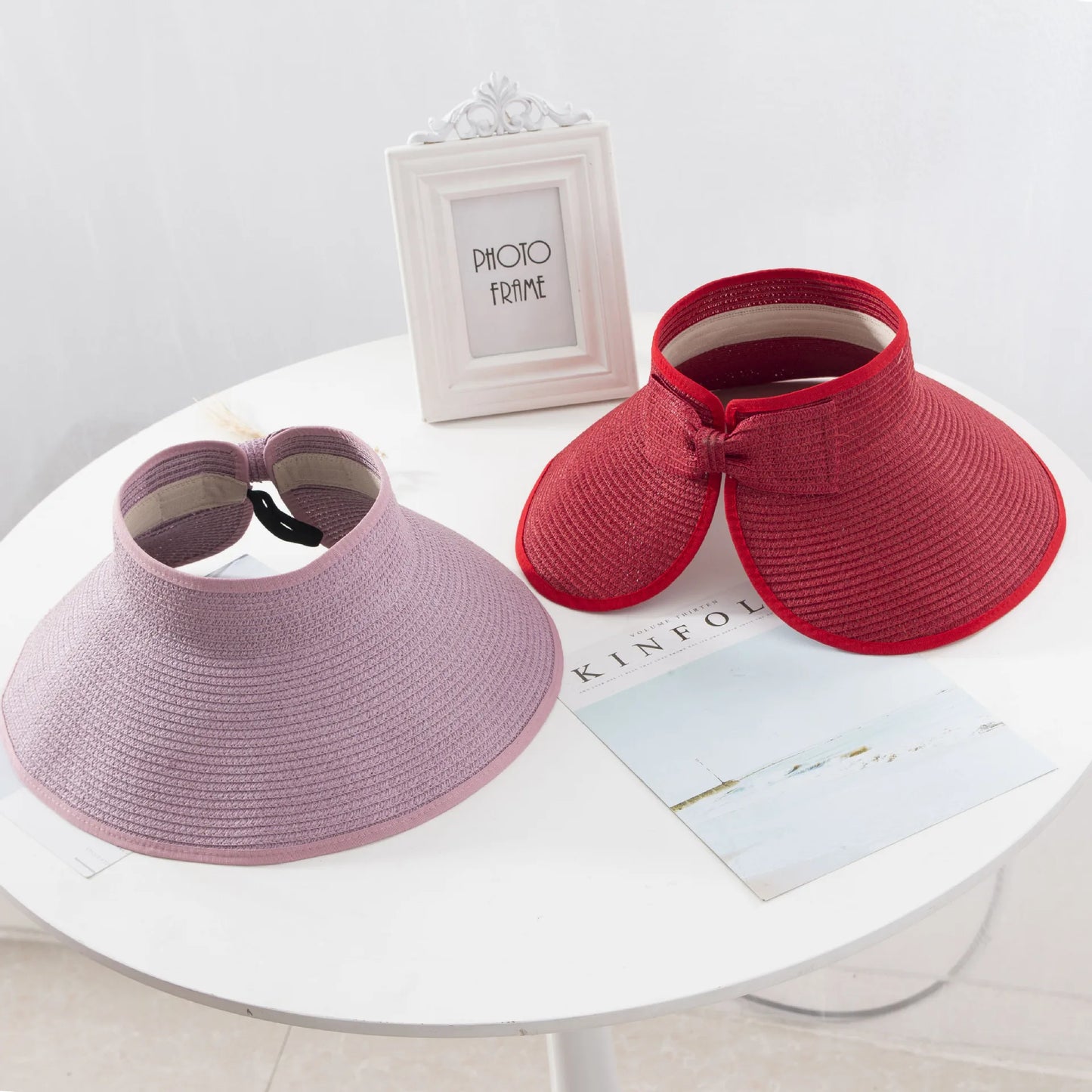 Hat Summer Folding Empty Top Hat Straw Hat Sun Hat Beach Hat UV Protective Sunshade Sun Hat Panama Women's Straw Hat