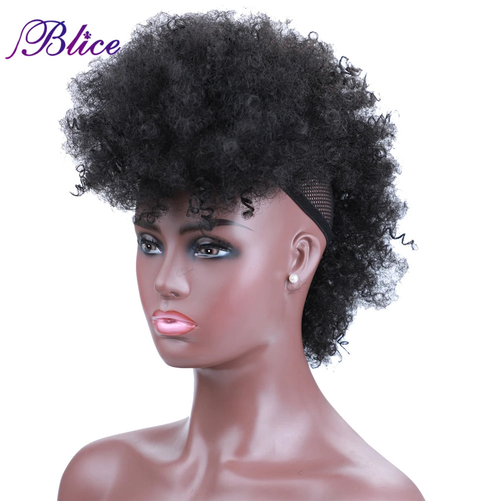 Hair Extensions and Wigs
Blice Synthetic High Puff Frohawks Short Kinky Curly Style Mohawk Hair Extension Clip In HairPiece For African American Women