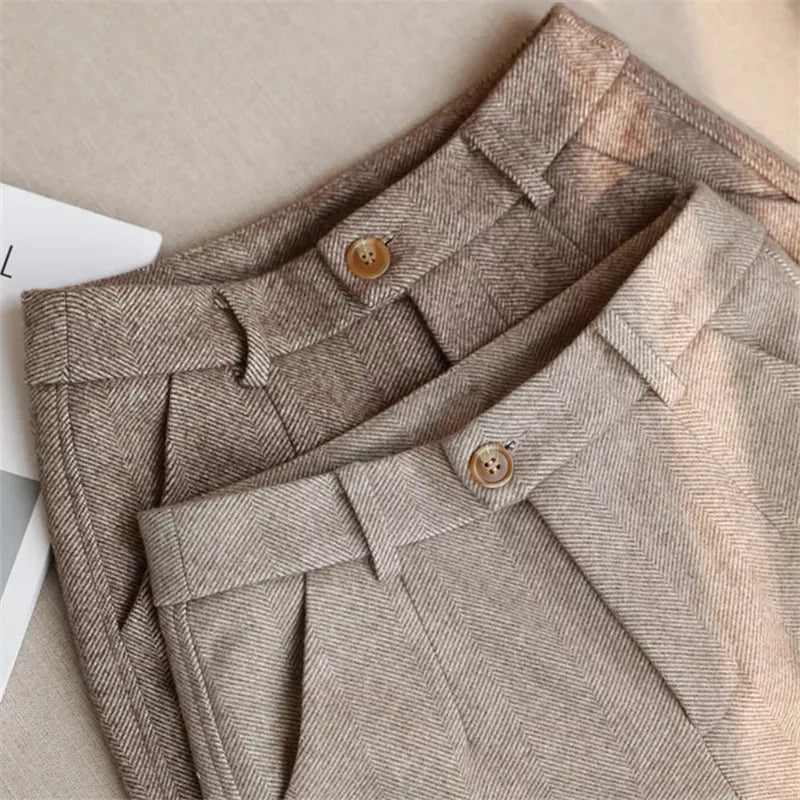 pants Autumn Winter High Waisted Casual Suit Pants Office Lady Women Trousers