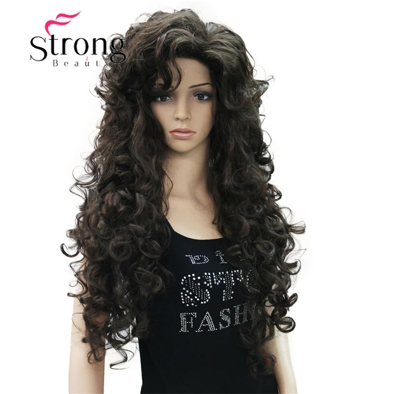 Hair Extensions and Wigs
StrongBeauty Long Layers Thick Soft Bouncy Curls No Set Part Full Synthetic Wig Dark Brown Wigs for women