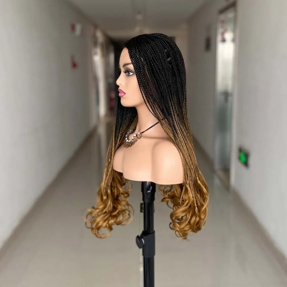 Hair Extensions and Wigs
New Fashion Long Braided Wigs Synthetic Box Braid Wig For Black Women Wavy Weave Ombre Color 3X Twist Braiding Hair Cosplay Wig