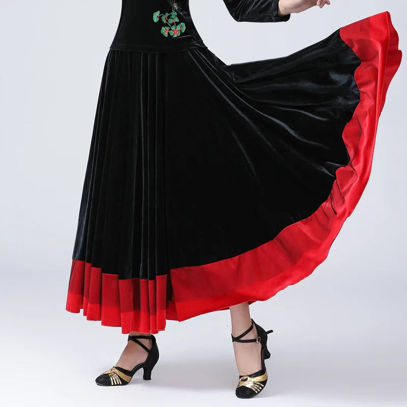 European Clothing
Velvet Flamenco Skirt Women Long Skirt Classical Dance Costume Spanish Bullfight Dress Stage Costume European Clothing DL7380